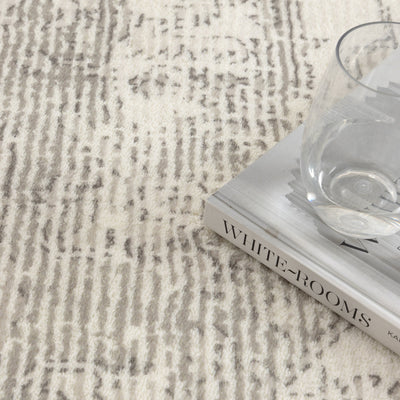 Cloud Distressed Medallion Cream Beige Washable Rug