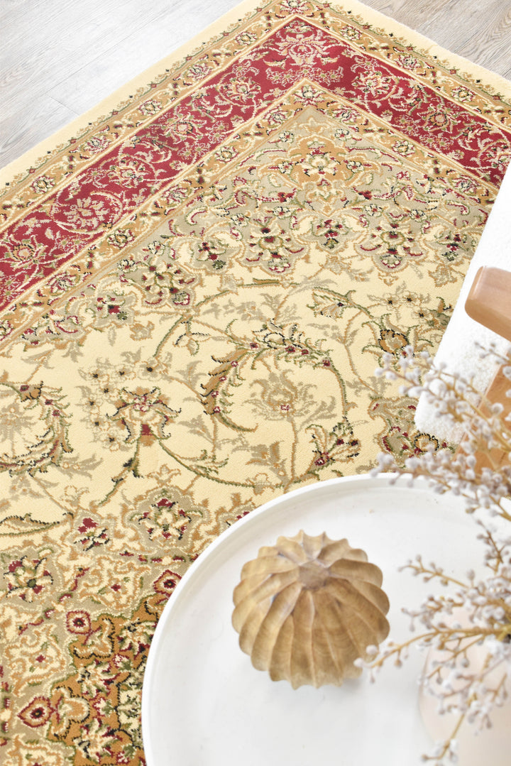 Alice Cream Red Rug | Treasures of Turkey