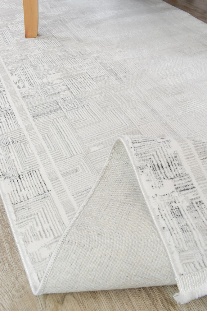 Eden Silk Touch Charcoal Cream Hallway Runner - Turkish-inspired hallway runner rug from Treasures of Turkey