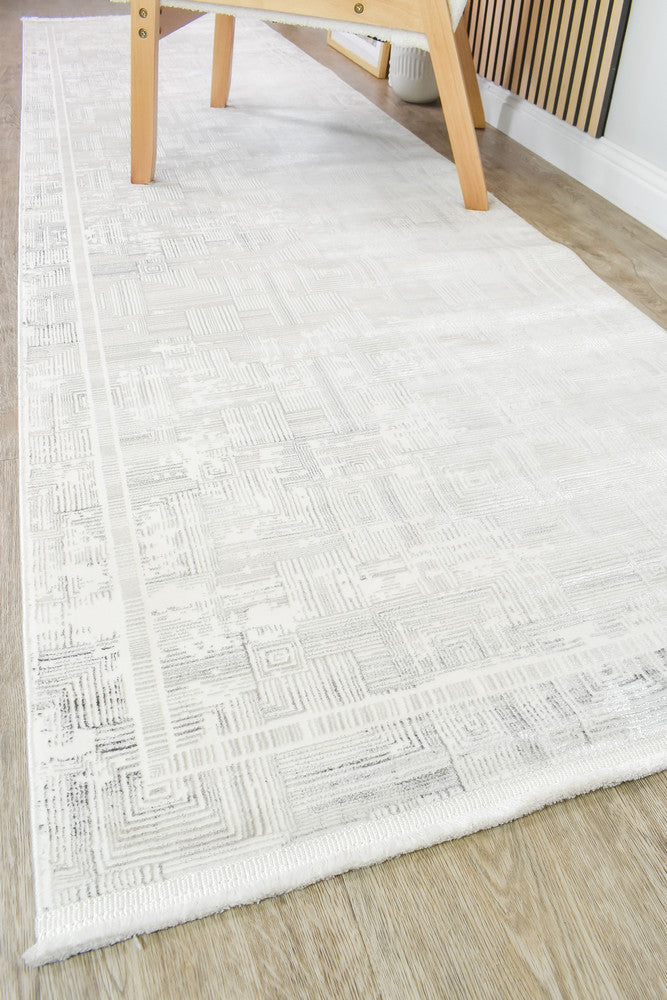 Eden Silk Touch Charcoal Cream Hallway Runner - Turkish-inspired hallway runner rug from Treasures of Turkey