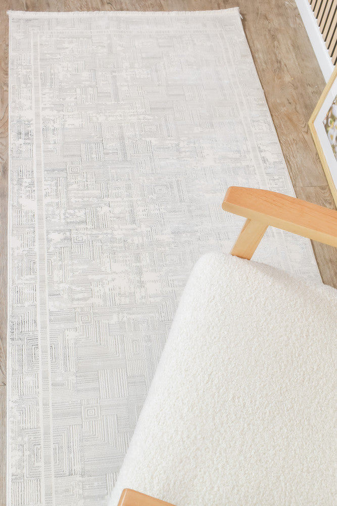 Eden Silk Touch Charcoal Cream Hallway Runner - Turkish-inspired hallway runner rug from Treasures of Turkey