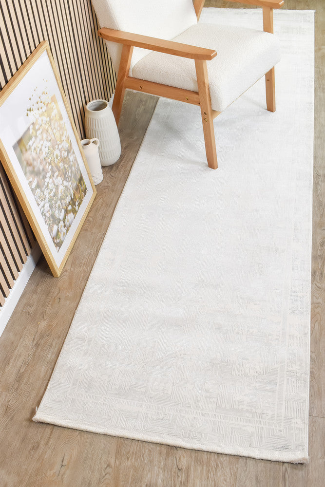 Eden Silk Touch Charcoal Cream Hallway Runner - Turkish-inspired hallway runner rug from Treasures of Turkey
