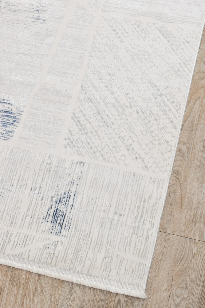 Eden Silk Touch Blue Cream Hallway Runner - Turkish-inspired hallway runner rug from Treasures of Turkey