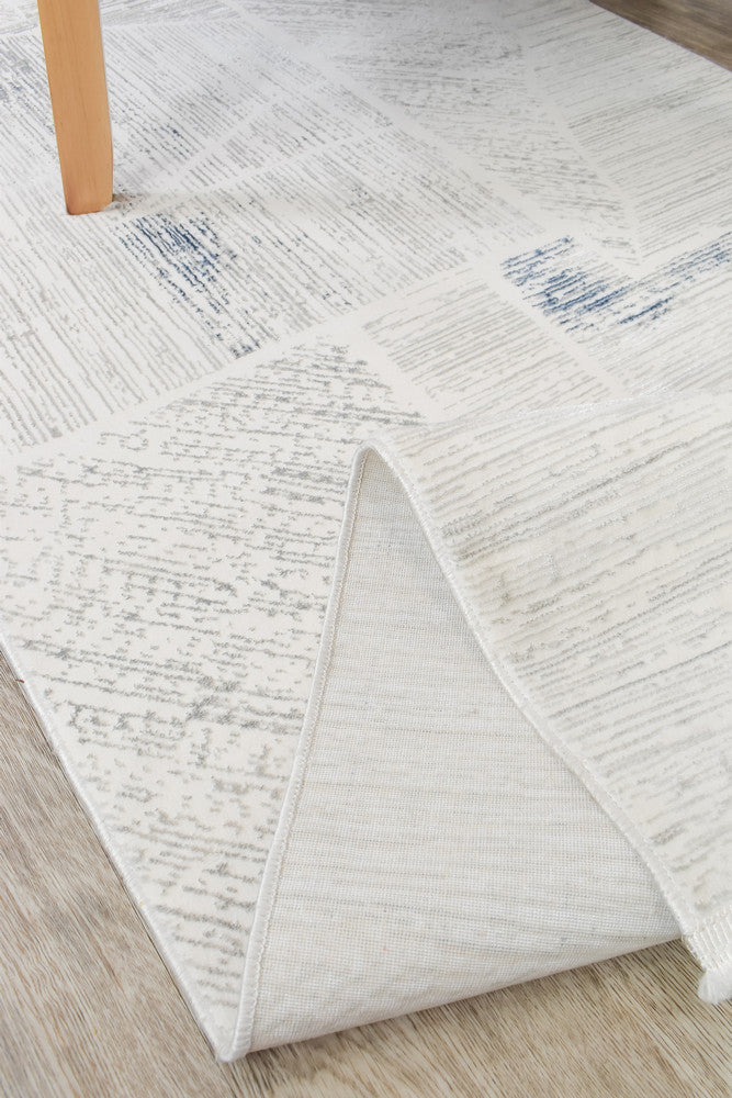 Eden Silk Touch Blue Cream Hallway Runner - Turkish-inspired hallway runner rug from Treasures of Turkey