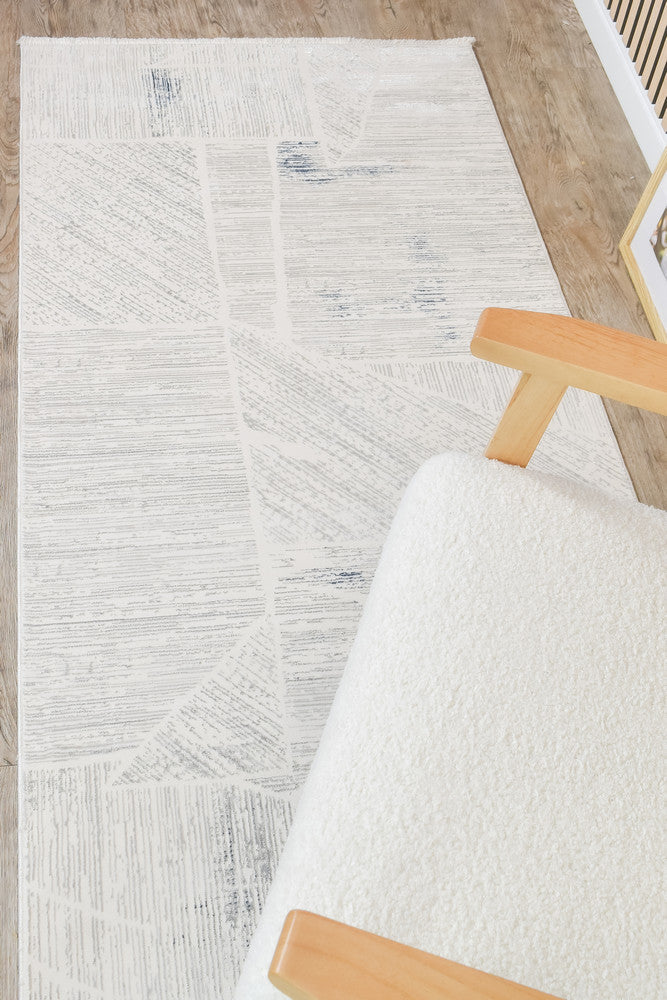 Eden Silk Touch Blue Cream Hallway Runner - Turkish-inspired hallway runner rug from Treasures of Turkey