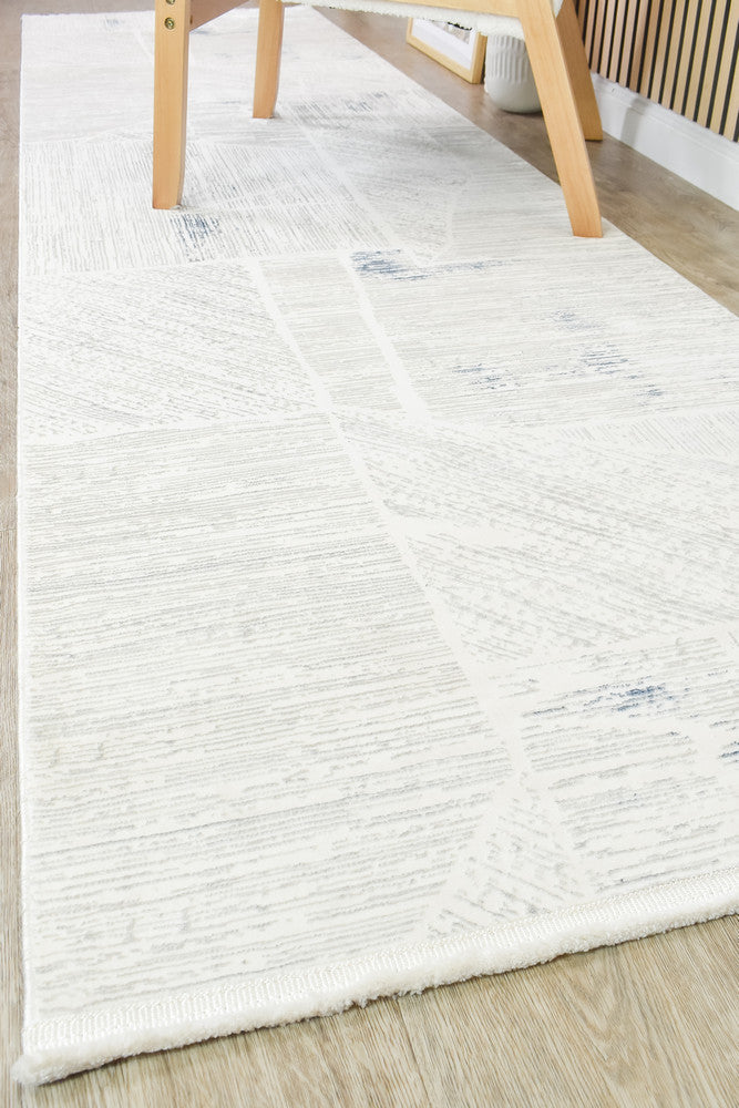 Eden Silk Touch Blue Cream Hallway Runner - Turkish-inspired hallway runner rug from Treasures of Turkey