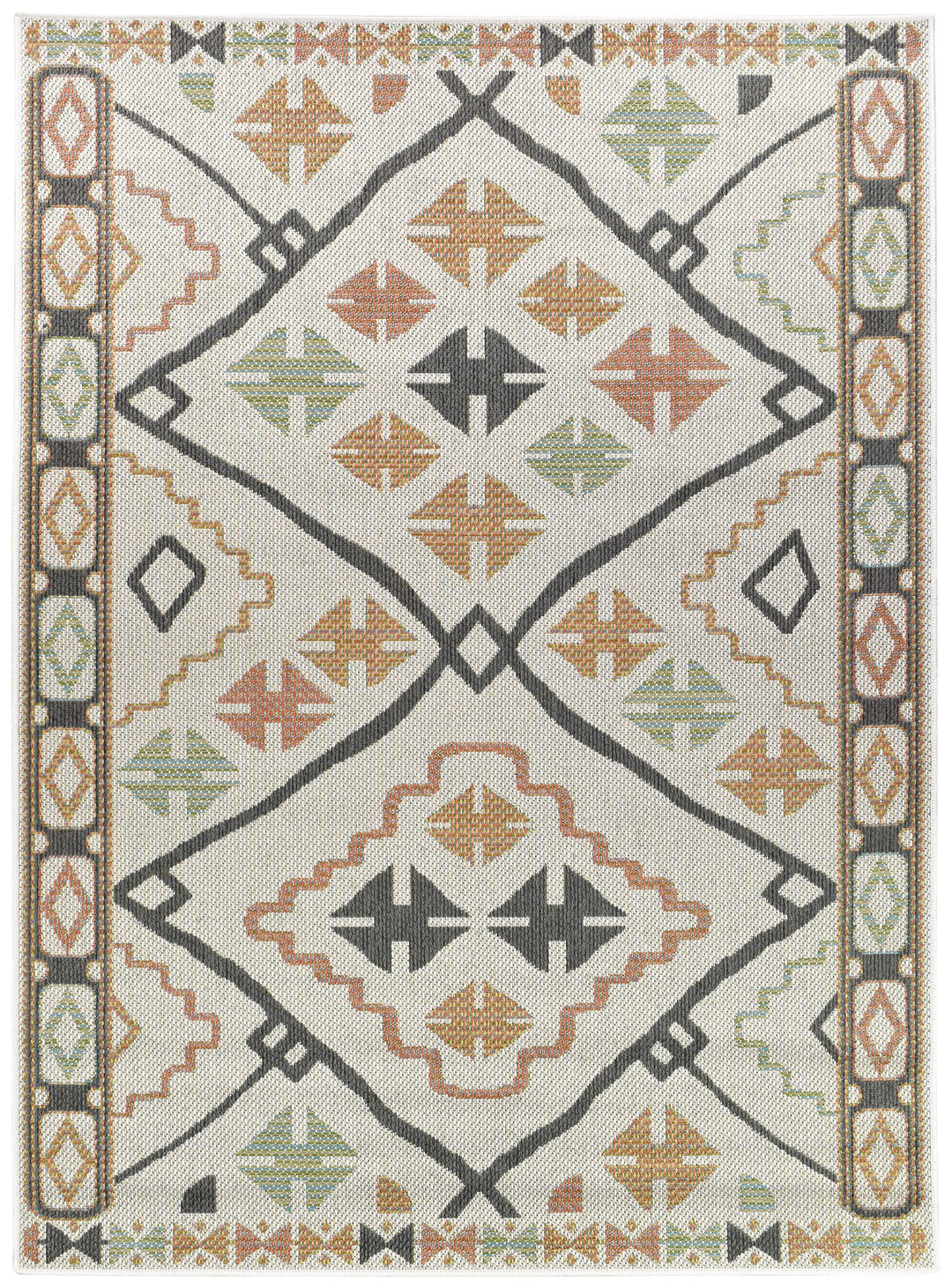 Aurora Tenochca Aztec Multi-Colour Terracotta Indoor Outdoor Rug – Treasures of Turkey Australia