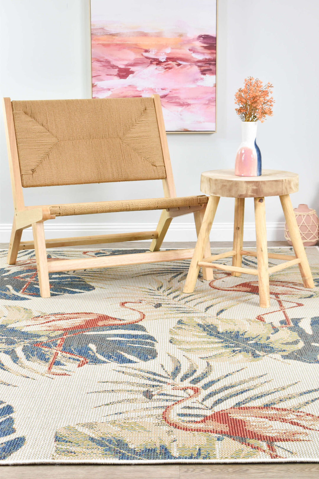 Montana Flamingo Rug - Turkish-inspired indoor/outdoor rug from Treasures of Turkey