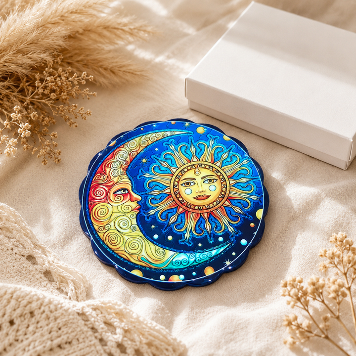 Sun Moon Celestial Ceramic Coasters – Set of 4 - Turkish-inspired rug rug from Treasures of Turkey