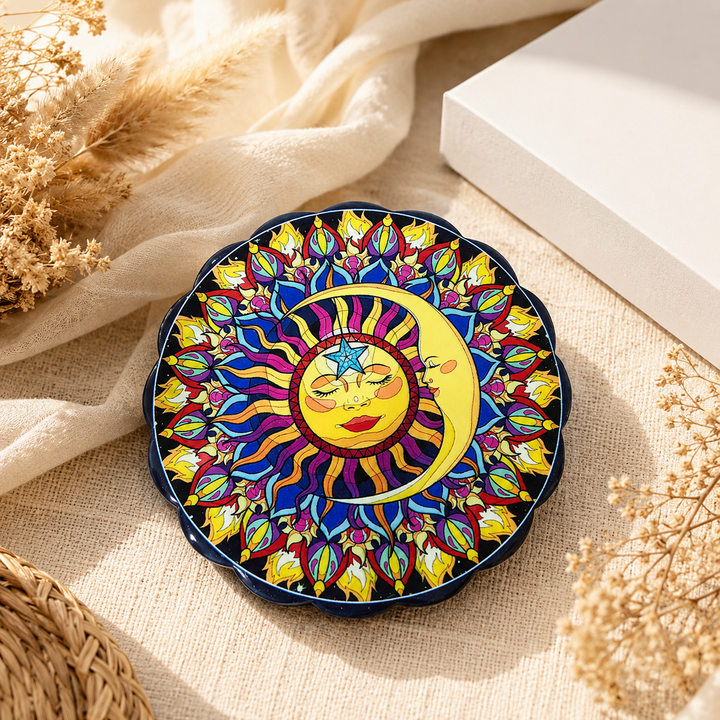 Sun Moon Celestial Ceramic Coasters – Set of 4 - Turkish-inspired rug rug from Treasures of Turkey