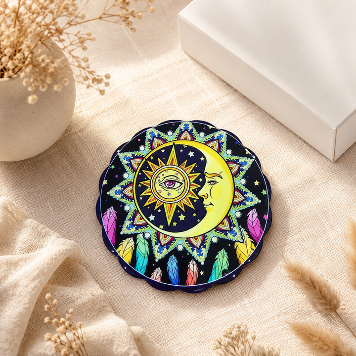 Sun Moon Celestial Ceramic Coasters – Set of 4 - Turkish-inspired rug rug from Treasures of Turkey