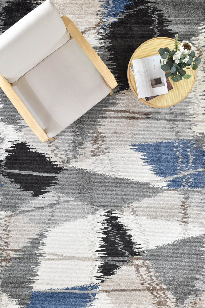 Vienna Cream Dark Blue Rug - Turkish-inspired modern rug from Treasures of Turkey