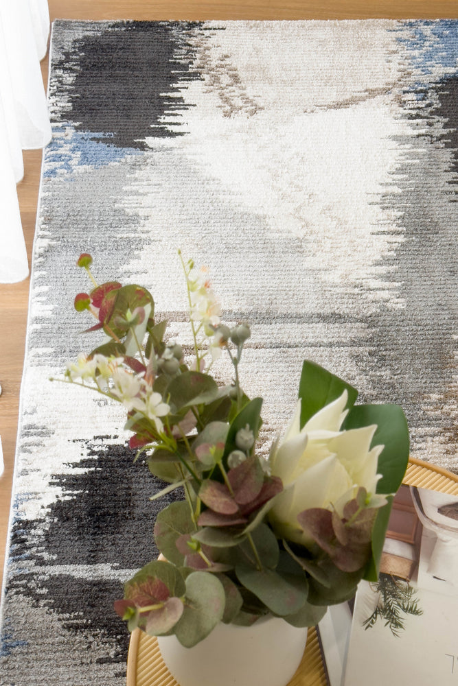 Vienna Cream Dark Blue Rug - Turkish-inspired modern rug from Treasures of Turkey