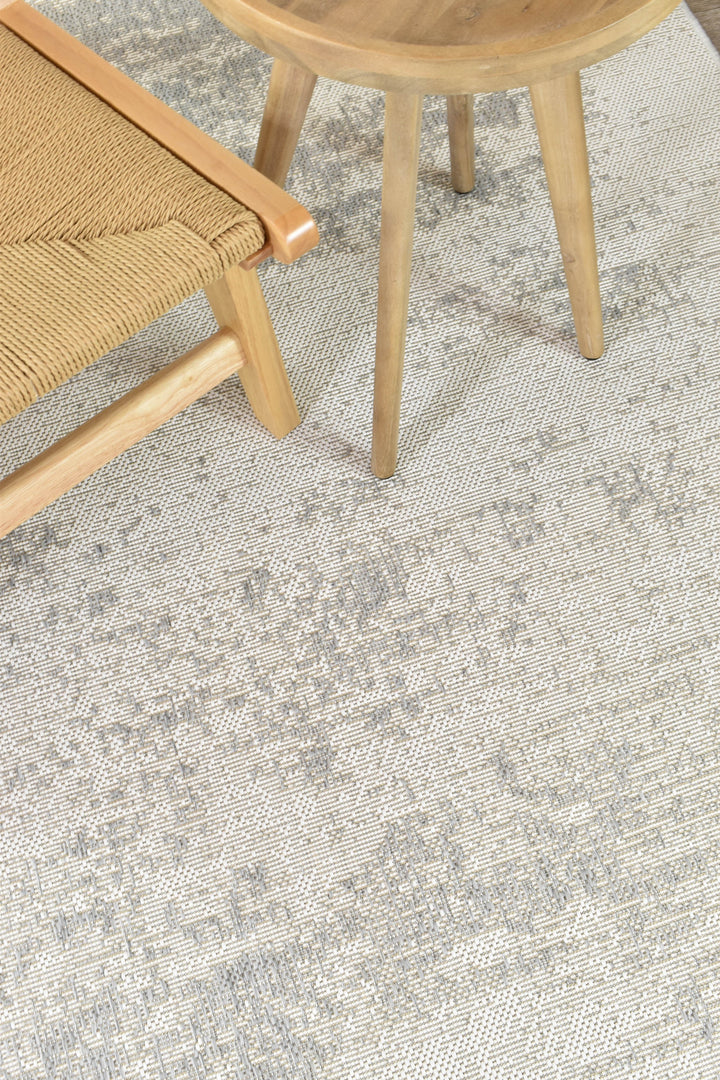 Carmel Silver White Rug - Turkish-inspired indoor/outdoor rug from Treasures of Turkey