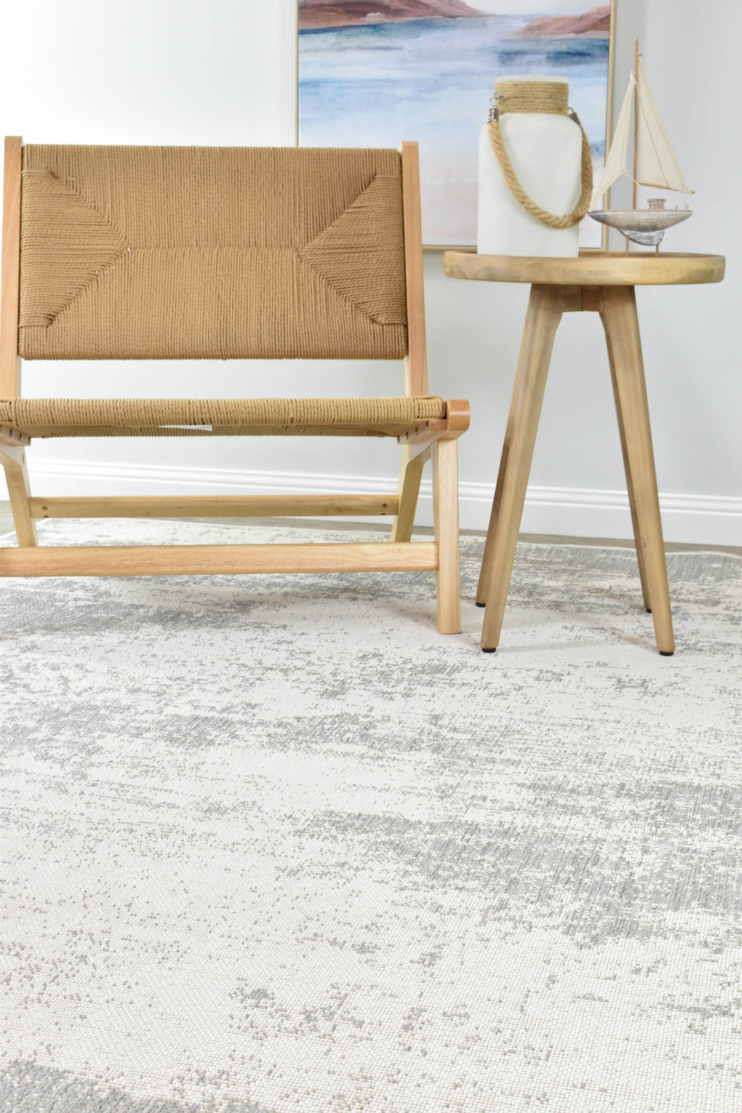 Carmel Silver White Rug - Turkish-inspired indoor/outdoor rug from Treasures of Turkey