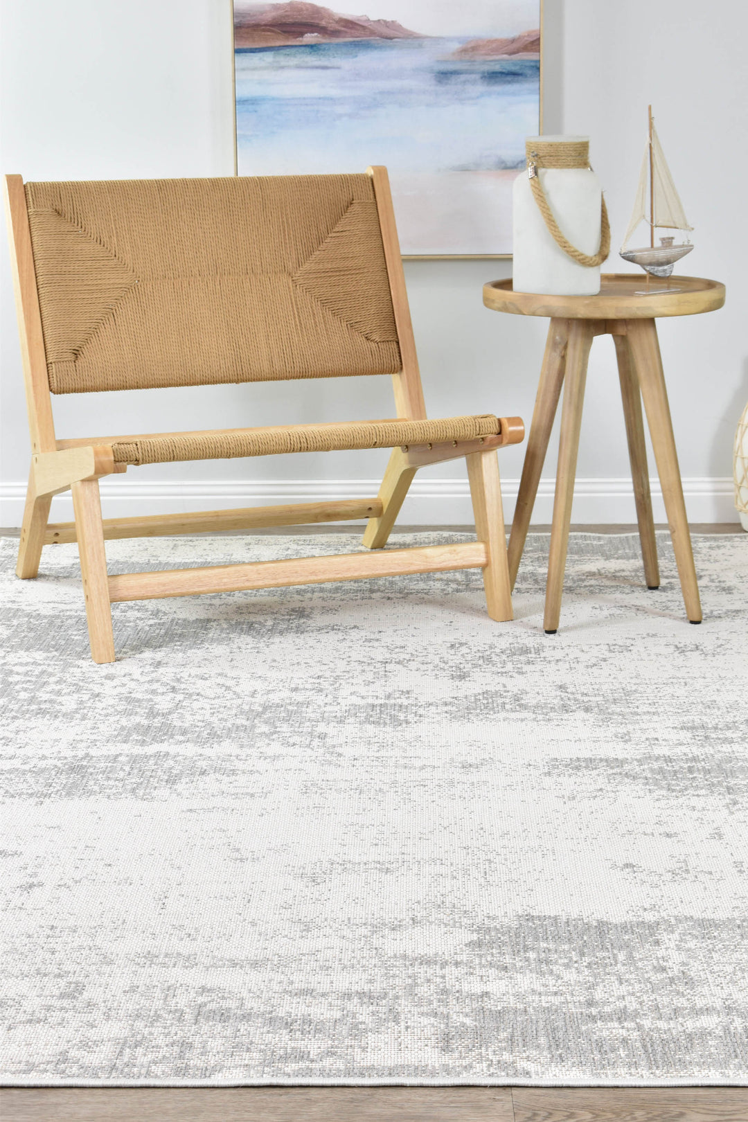 Carmel Silver White Rug - Turkish-inspired indoor/outdoor rug from Treasures of Turkey