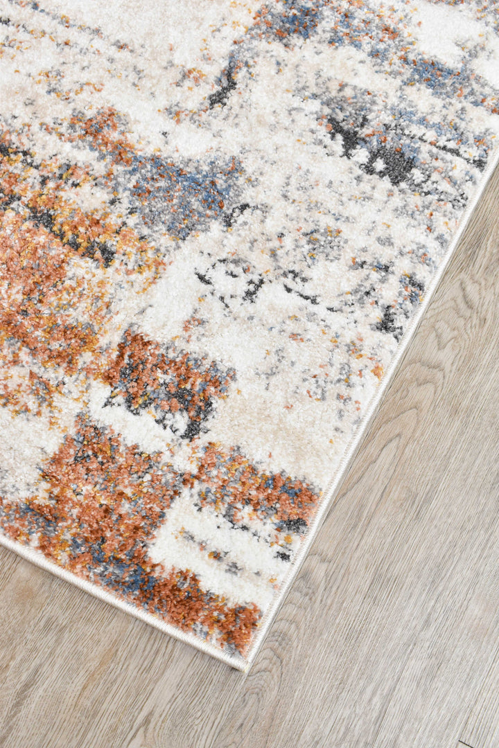 Calypso Glyphs Blue Terracotta Contemporary Modern Rug – Treasures of Turkey Australia
