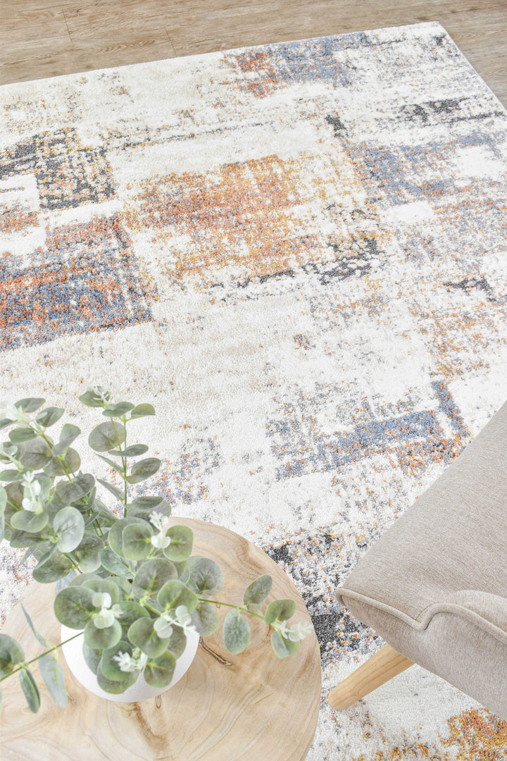Calypso Glyphs Blue Terracotta Contemporary Modern Rug – Treasures of Turkey Australia