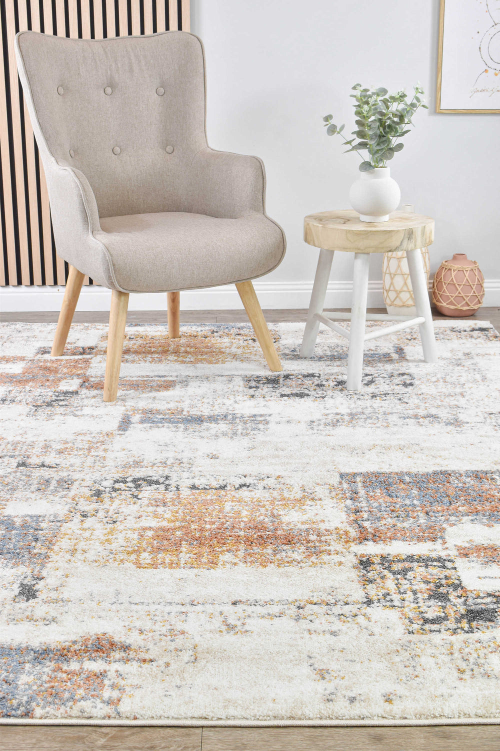 Calypso Glyphs Blue Terracotta Contemporary Modern Rug – Treasures of Turkey Australia