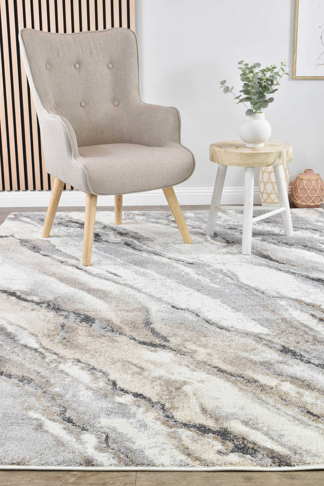 Opulent Radiance Cream Grey Contemporary Modern Rug – Treasures of Turkey Australia