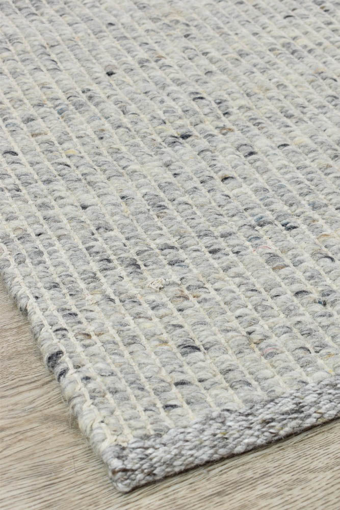 Parko Wool Ivory Grey Rug - Turkish-inspired flatweave rug from Treasures of Turkey