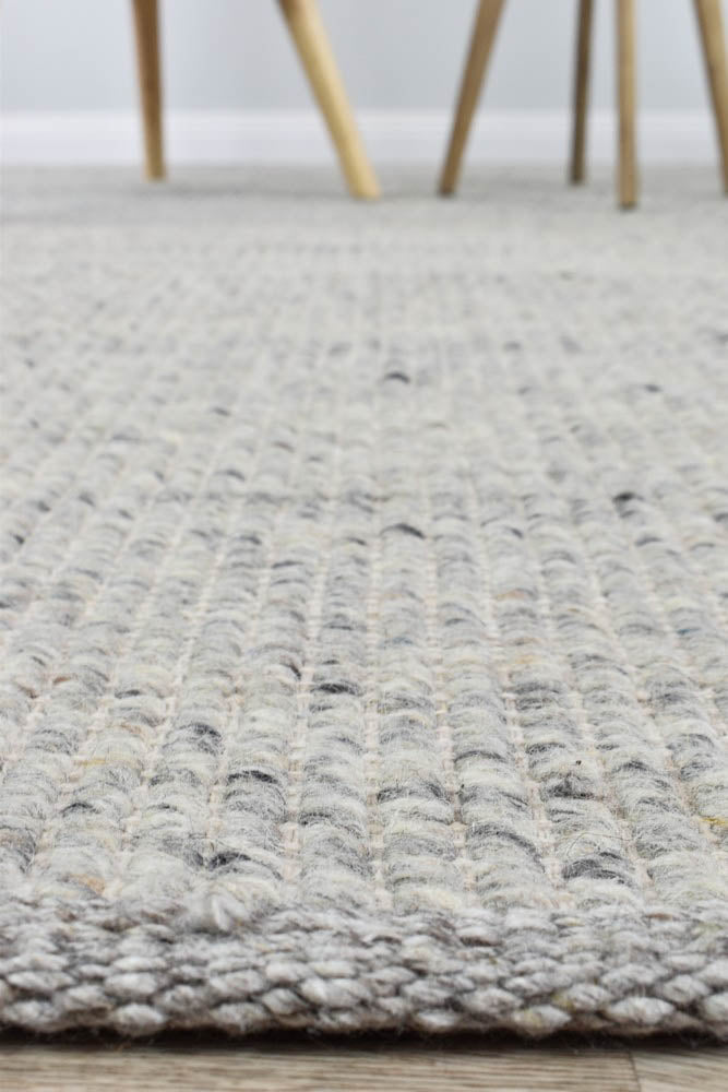 Parko Wool Ivory Grey Rug - Turkish-inspired flatweave rug from Treasures of Turkey