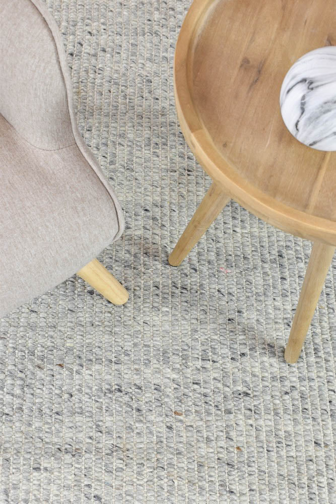 Parko Wool Ivory Grey Rug - Turkish-inspired flatweave rug from Treasures of Turkey