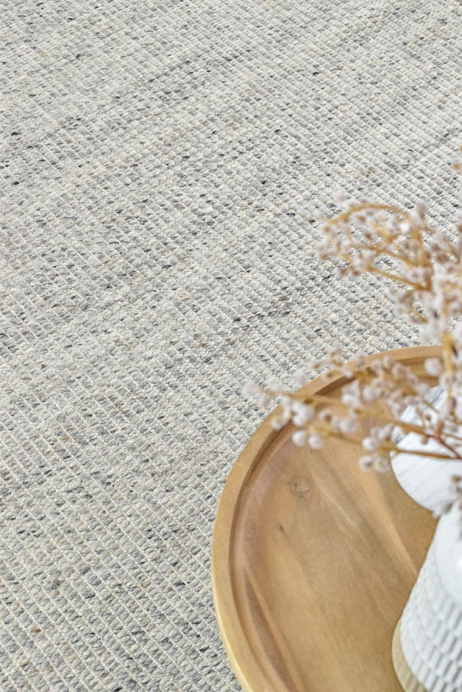 Parko Wool Ivory Grey Rug - Turkish-inspired flatweave rug from Treasures of Turkey