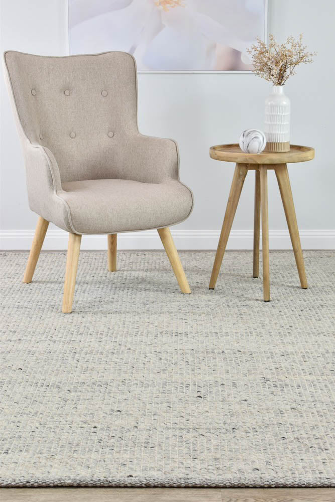 Parko Wool Ivory Grey Rug - Turkish-inspired flatweave rug from Treasures of Turkey