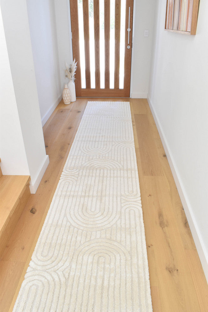 Coco Arch Antique White Hallway Runner - Turkish-inspired modern rug from Treasures of Turkey