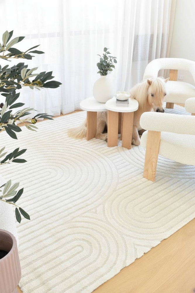 Coco Arch Antique White Modern Rug - Turkish-inspired modern rug from Treasures of Turkey