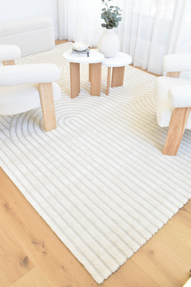 Coco Arch Antique White Modern Rug - Turkish-inspired modern rug from Treasures of Turkey
