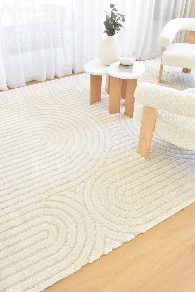 Coco Arch Antique White Modern Rug - Turkish-inspired modern rug from Treasures of Turkey