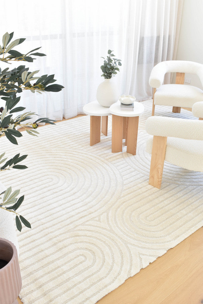 Coco Arch Antique White Modern Rug - Turkish-inspired modern rug from Treasures of Turkey