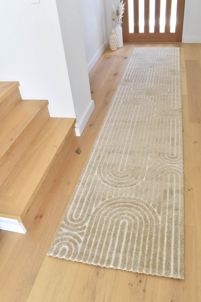 Coco Arch Cocoa Hallway Runner - Turkish-inspired modern rug from Treasures of Turkey