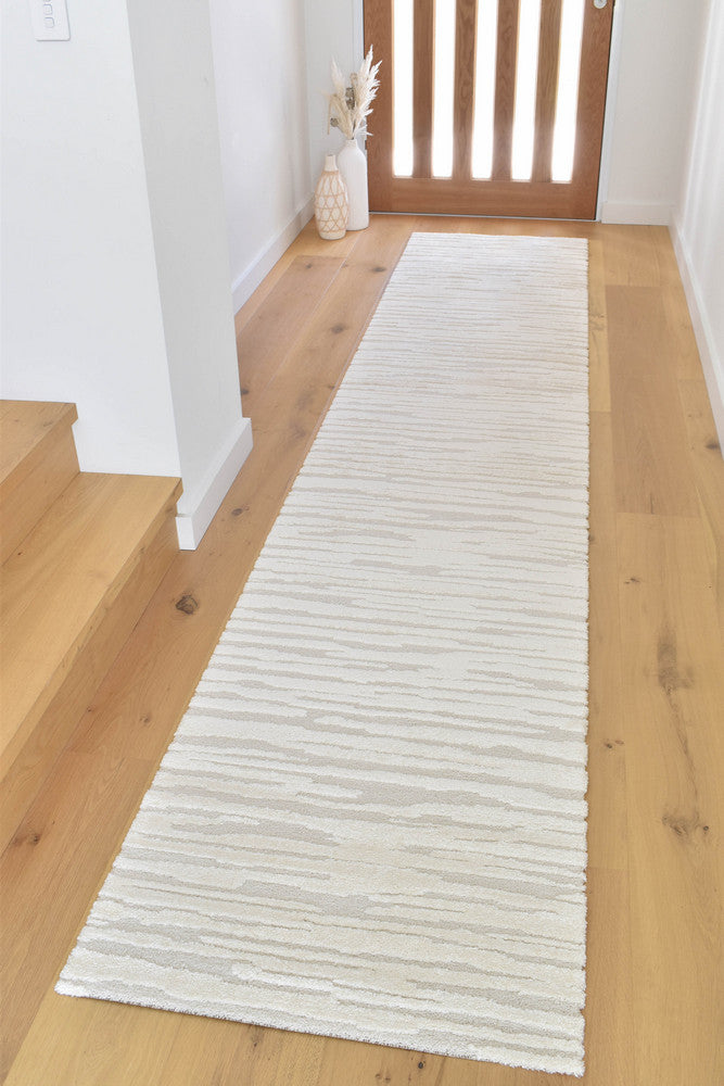 Coco Stripe Latte Hallway Runner - Turkish-inspired modern rug from Treasures of Turkey
