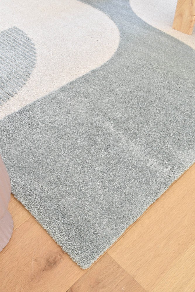 Coco Geometric Frost Blue Modern Rug - Turkish-inspired modern rug from Treasures of Turkey