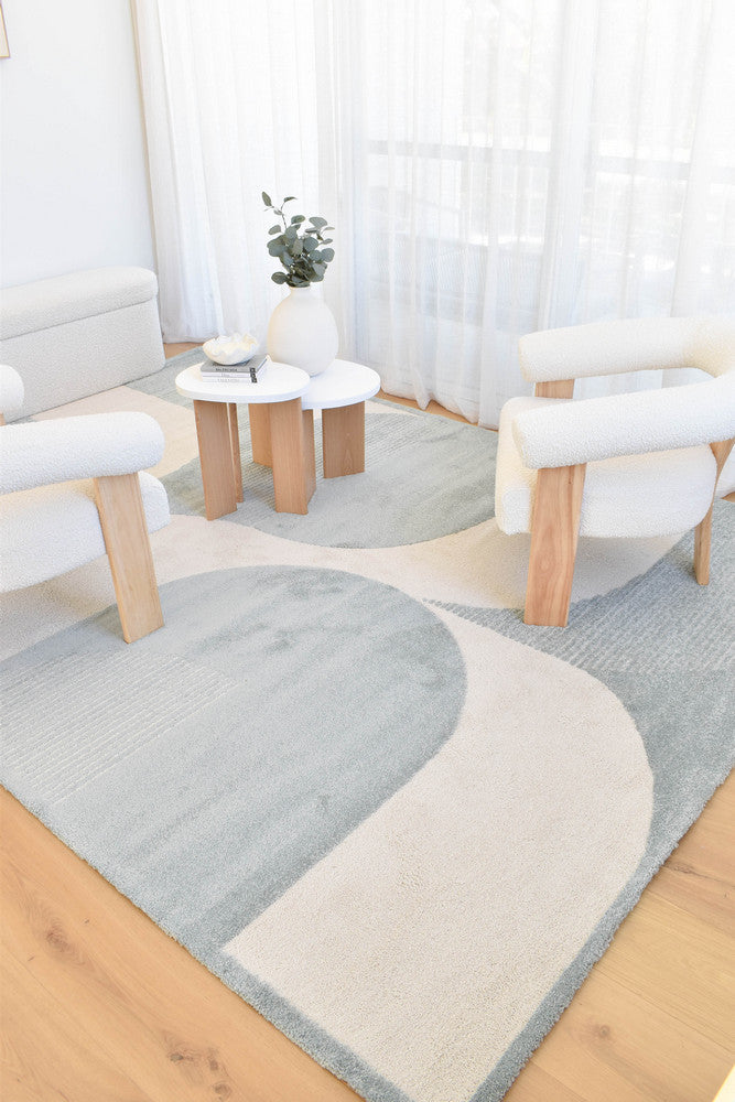 Coco Geometric Frost Blue Modern Rug - Turkish-inspired modern rug from Treasures of Turkey