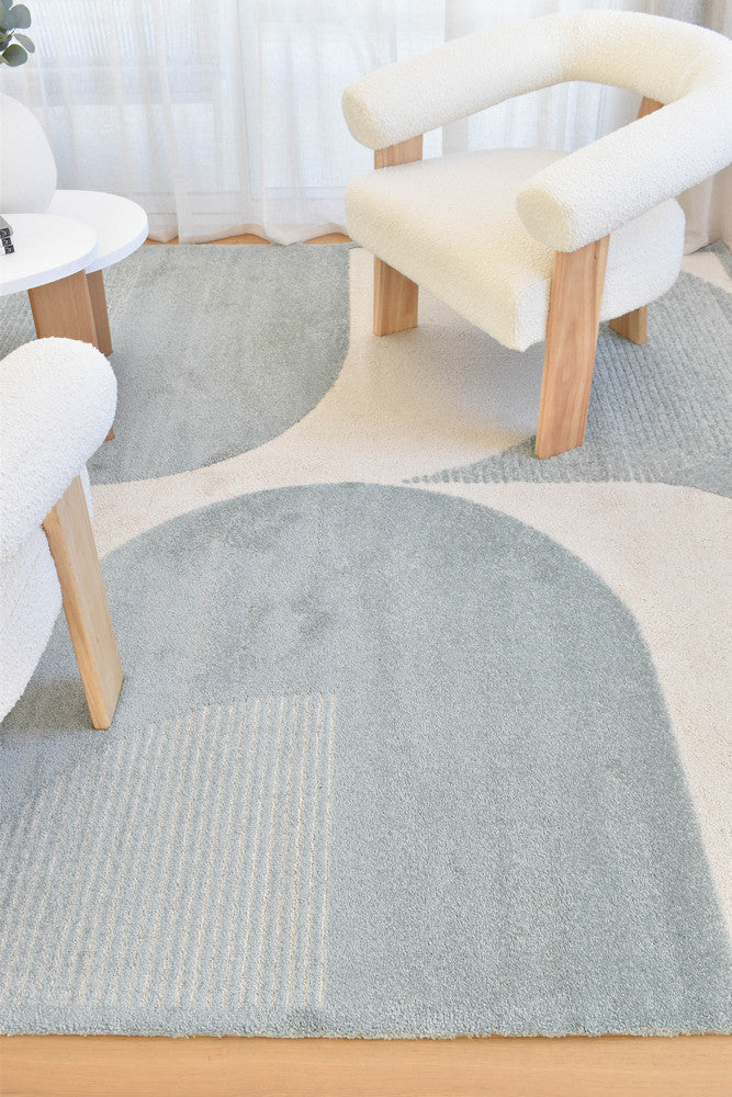 Coco Geometric Frost Blue Modern Rug - Turkish-inspired modern rug from Treasures of Turkey