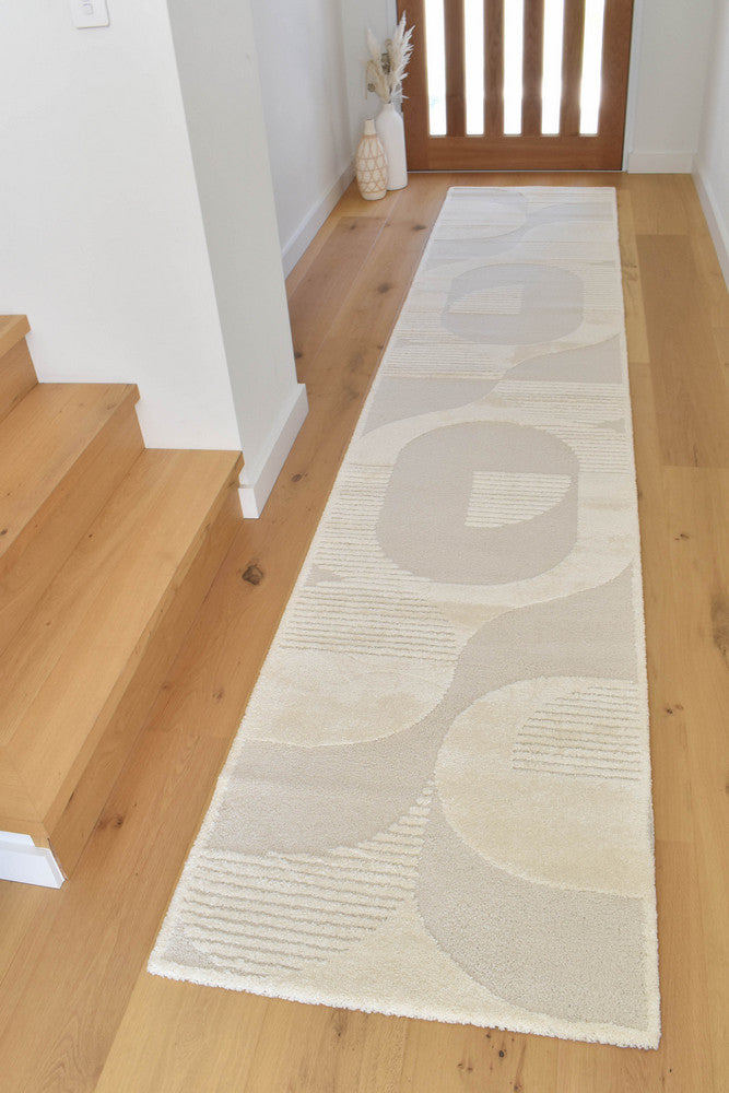 Coco Geometric Pearl Hallway Runner - Turkish-inspired modern rug from Treasures of Turkey