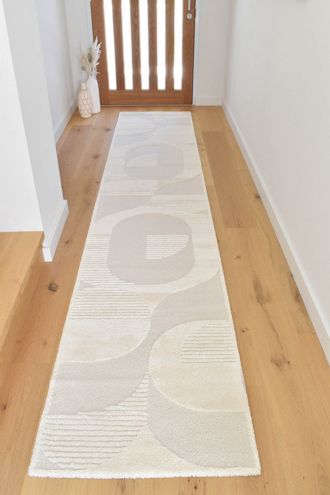 Coco Geometric Pearl Hallway Runner - Turkish-inspired modern rug from Treasures of Turkey