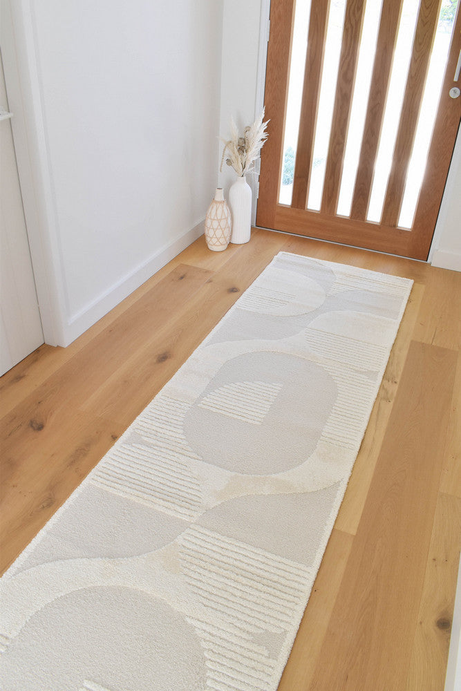 Coco Geometric Pearl Hallway Runner - Turkish-inspired modern rug from Treasures of Turkey