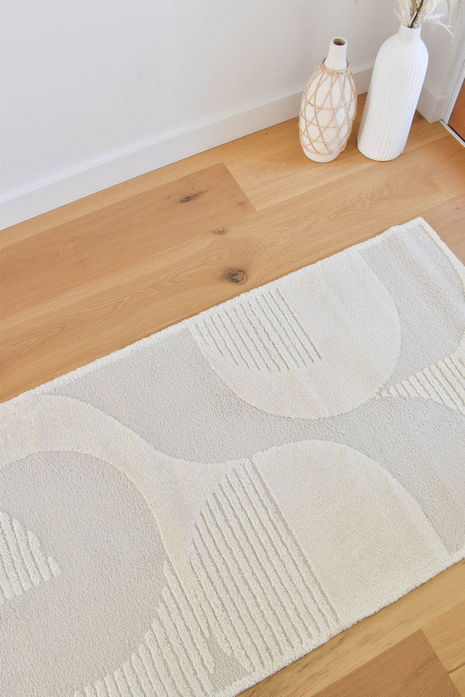 Coco Geometric Pearl Hallway Runner - Turkish-inspired modern rug from Treasures of Turkey
