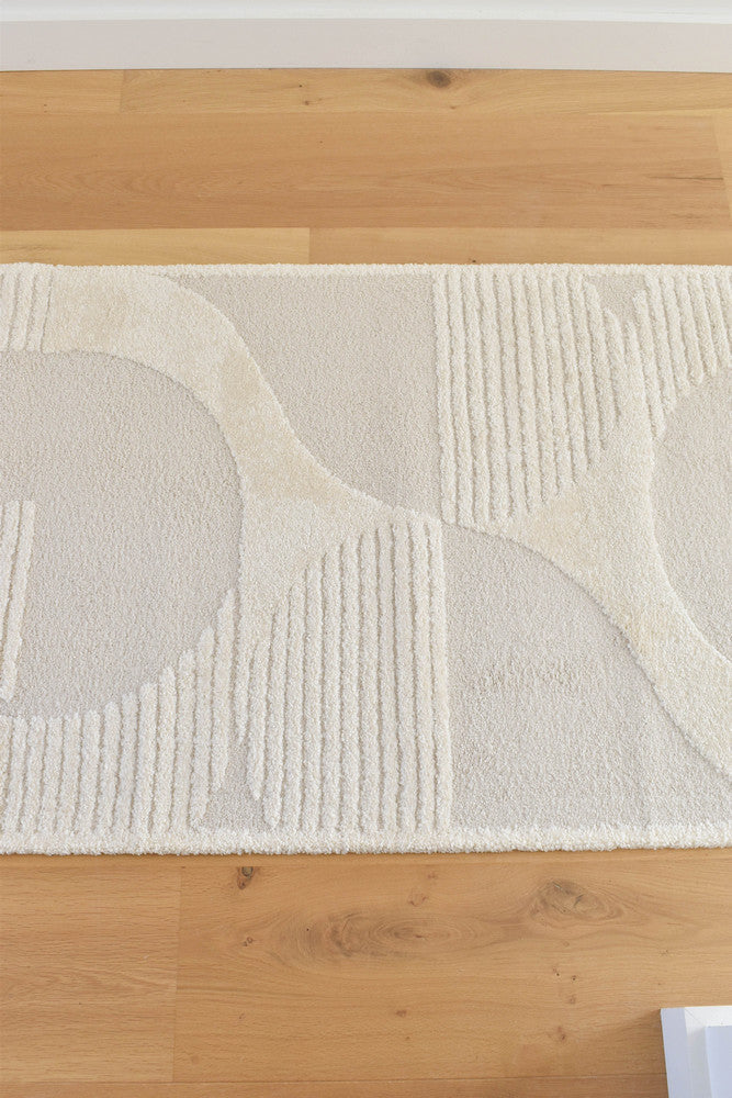 Coco Geometric Pearl Hallway Runner - Turkish-inspired modern rug from Treasures of Turkey