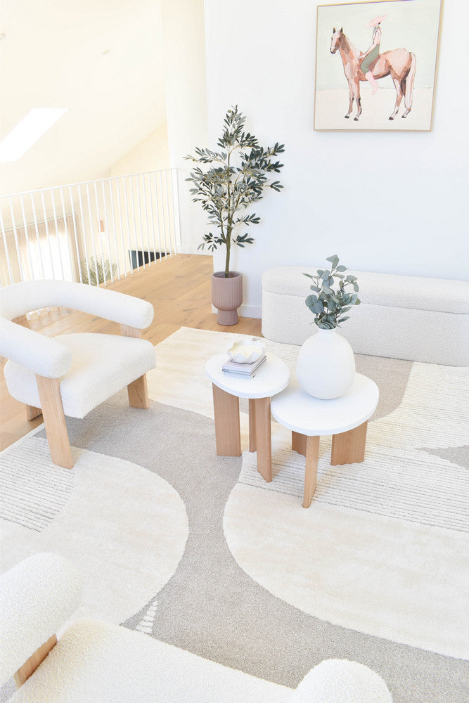 Coco Geometric Vintage Beige Modern Rug – Treasures of Turkey