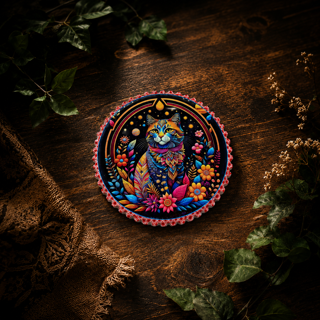 Cat Folk Art Ceramic Coasters – Set of 4 - Turkish-inspired rug rug from Treasures of Turkey
