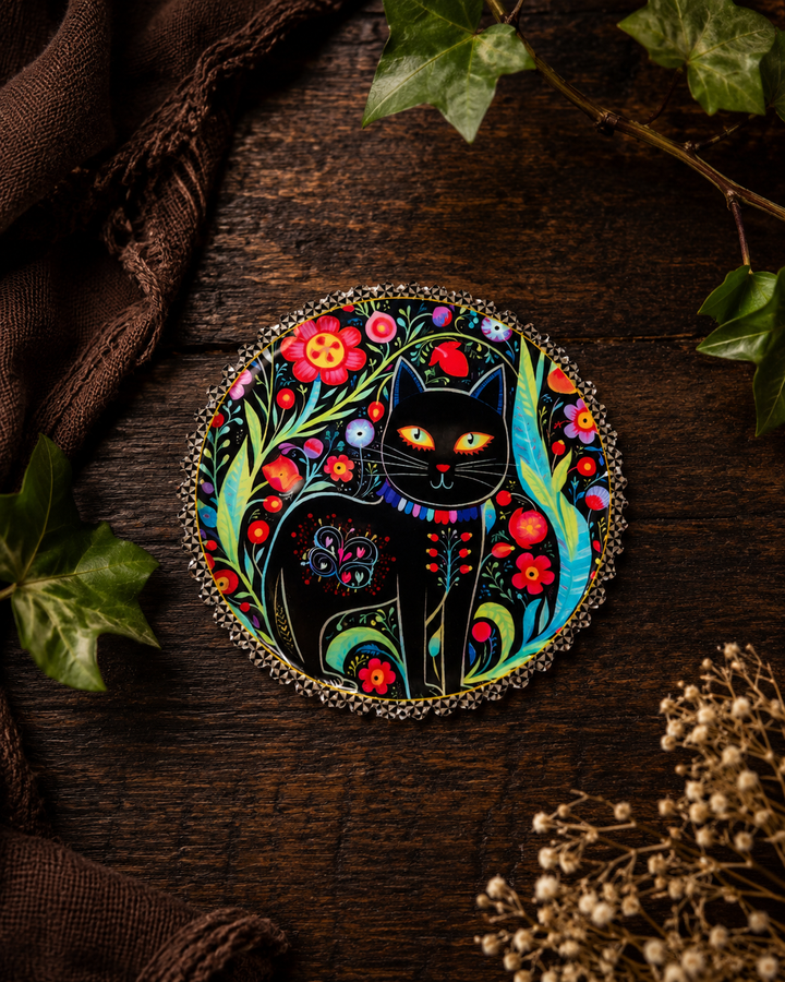 Cat Folk Art Ceramic Coasters – Set of 4 - Turkish-inspired rug rug from Treasures of Turkey