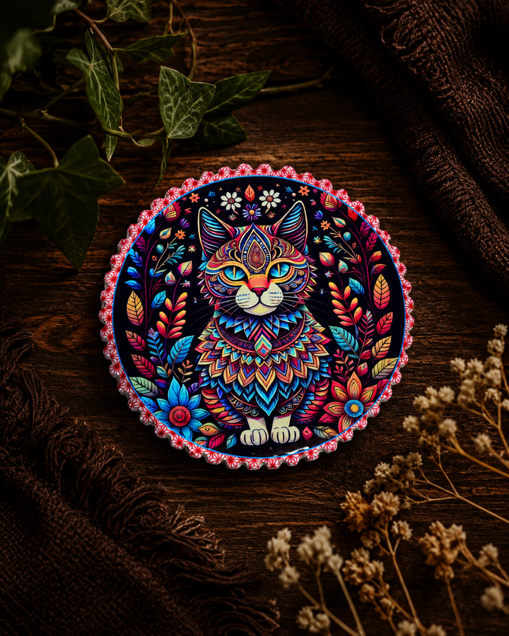 Cat Folk Art Ceramic Coasters – Set of 4 - Turkish-inspired rug rug from Treasures of Turkey