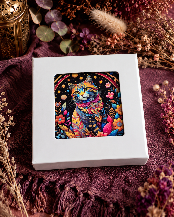 Cat Folk Art Ceramic Coasters – Set of 4 - Turkish-inspired rug rug from Treasures of Turkey
