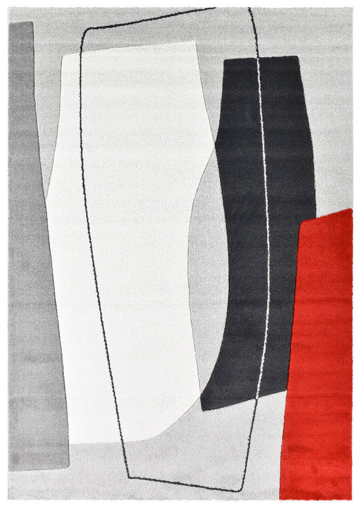 Aria Grey Red Rug - Turkish-inspired modern rug from Treasures of Turkey